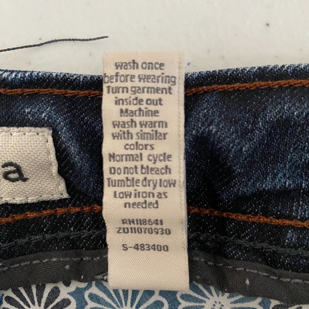 Venezia Womens Dark Wash Floral Embroidered Studded Raw Hem Jeans Plus Size 16 - Picture 11 of 11